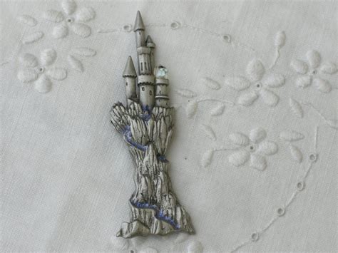 Jj Brooch Wizard S Castle In Pewter Vintage Etsy Blue Butterfly Pin Sterling Silver Bead