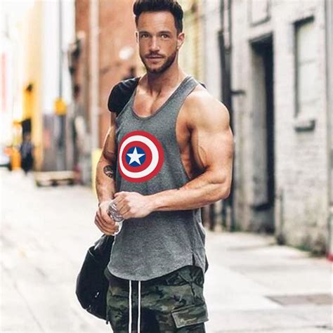 Brand Captain America Gyms Clothing Fitness Tank Top Men Singlet
