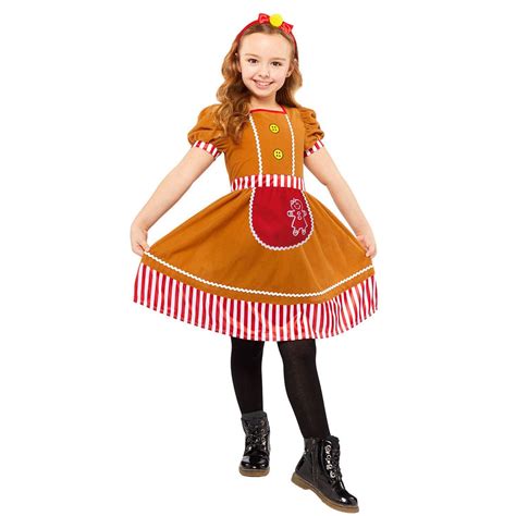 Girls Gingerbread Man Costume Fancy Dress Vip