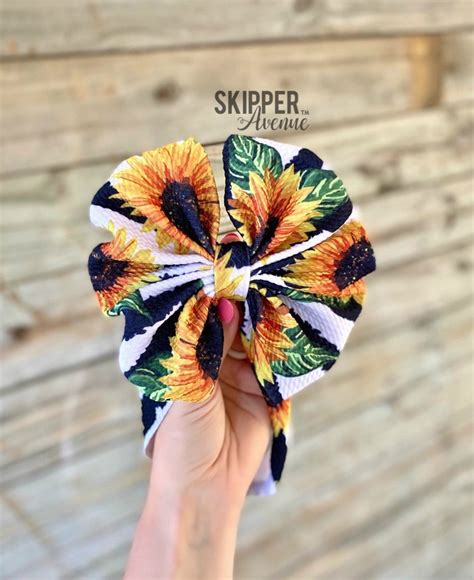 Sunflowers Deluxe Bow Stand Up Headwraps Permanently Sewn Etsy