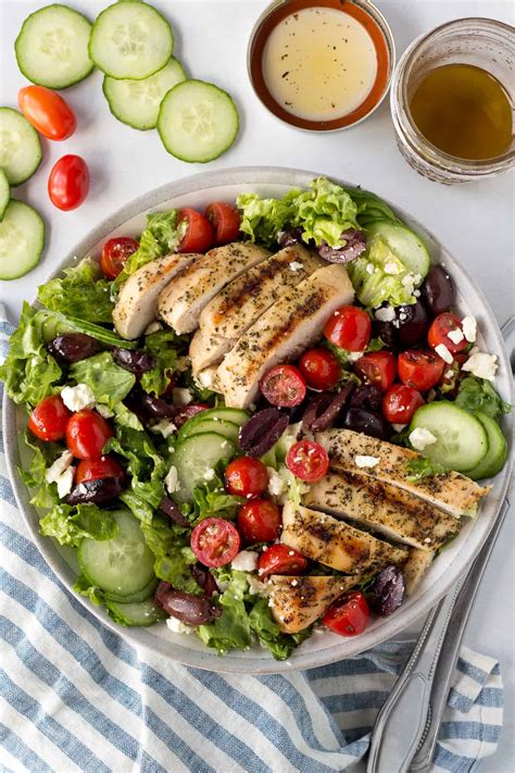 Greek Salad With Grilled Chicken Hot Pan Kitchen