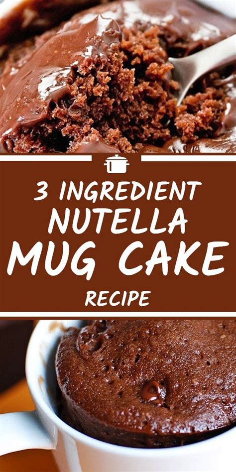 Microwave on high for 1 to 1 1/2 minutes, or until cake is done to your liking. 3 Ingredient Nutella Mug Cake Recipe | Microwave dessert ...