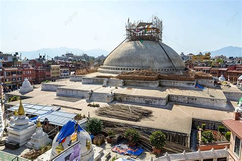 gempa bumi nepal merusak bodhanath stupa brick bodnath world heritage foto latar belakang dan