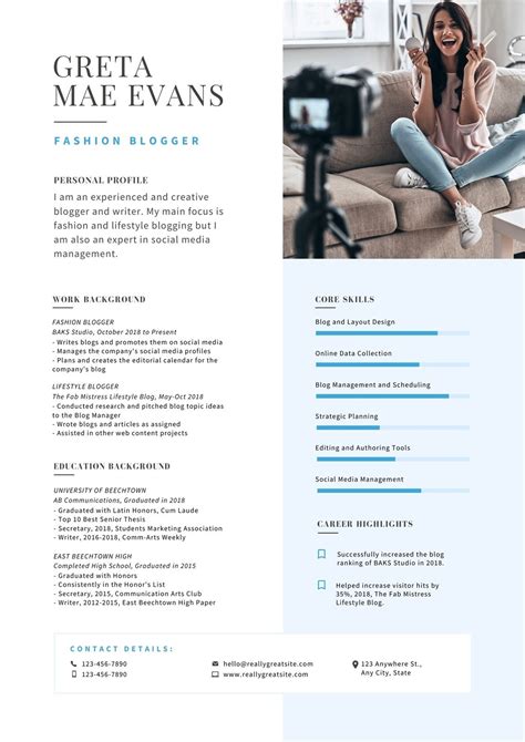 Free Cv Blogger Template Printable Templates