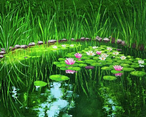 Lotus Pond Painting By Arina Yastrebova Fine Art America