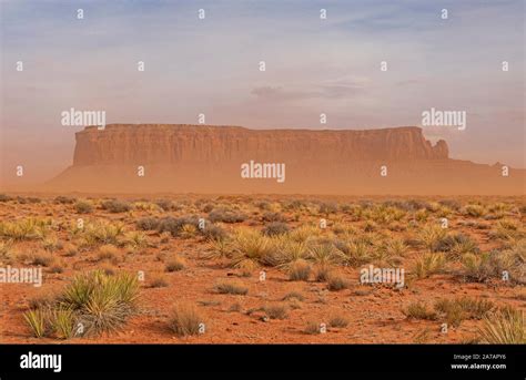 Dust Storm In The Desert In Monument Valley Arizona Stock Photo Alamy