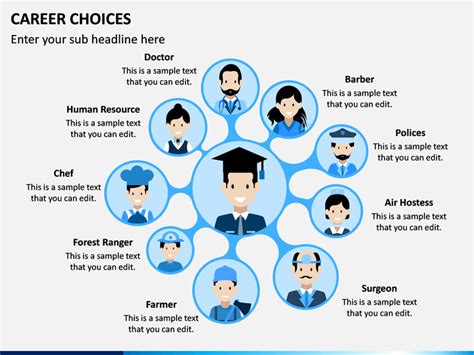 Career Choices Powerpoint Diagram With People In Blue Hats And Caps On