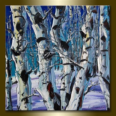 Birch Forest Landscape Giclee Canvas Print From Original Oil Painting