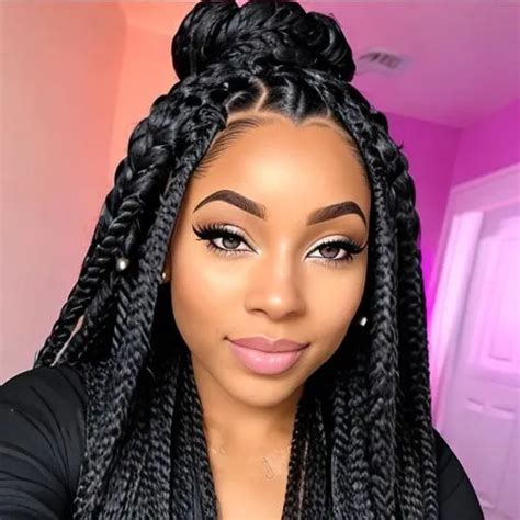 heterochromatic black mixed girl with box braids openart