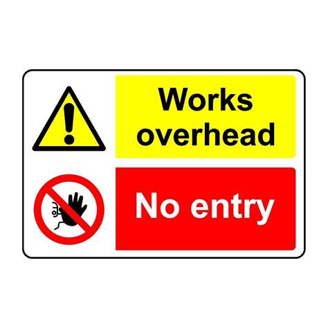 Works Overhead No Entry Safety Sign 3mm Aluminium Sign 400mm X