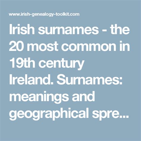 Irish Surnames The 20 Most Common In 19th Century Ireland Surnames