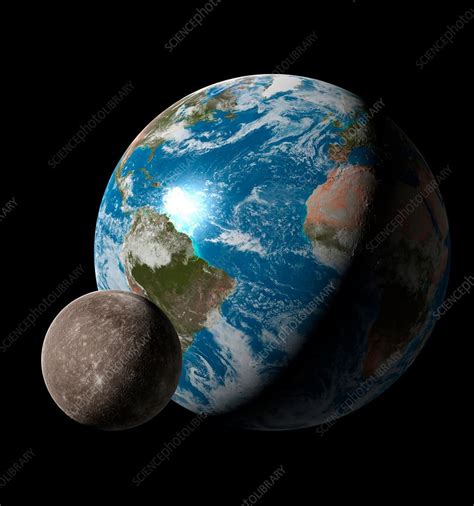 Earth Compared To Mercury Illustration Stock Image F0211699