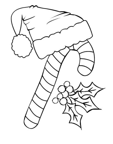 Collection of santa hat coloring page (29). Candy Cane And Santa Claus Hat Coloring Page - Download ...