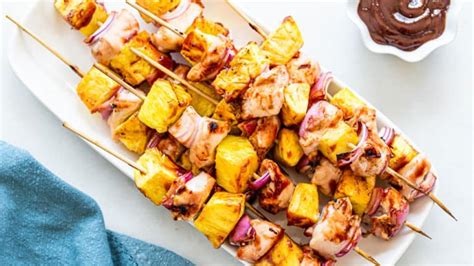 Place dish in refrigerator and marinate 30 minutes or more. Hawaiian Chicken BBQ Kabobs - The Toasted Pine Nut