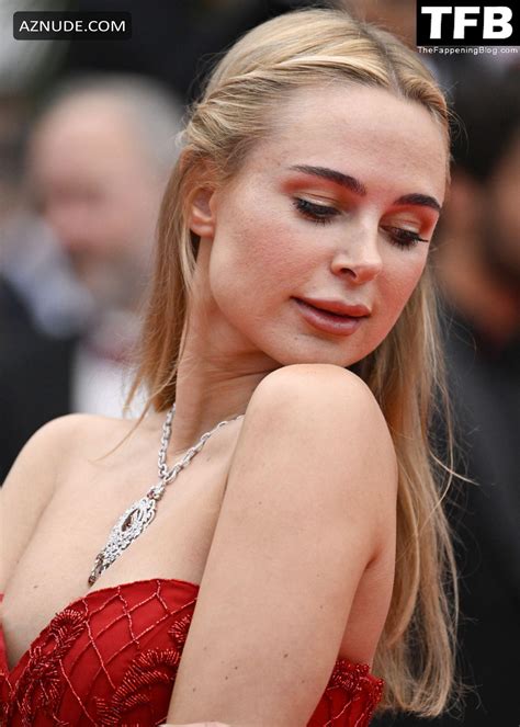 kimberley garner sexy seen flaunting her hot cleavage in a red dress at the annual cannes film