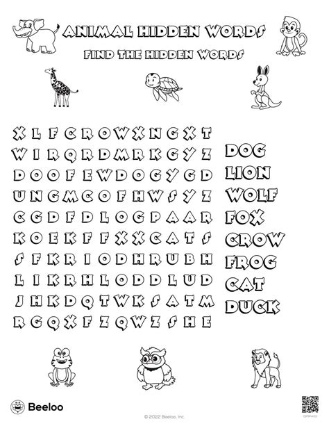 Animal Themed Word Searches Beeloo Printable Crafts And Activities