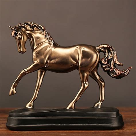Vintage Resin Gold Horse Statues Figurines Ornaments Horse Sculpture