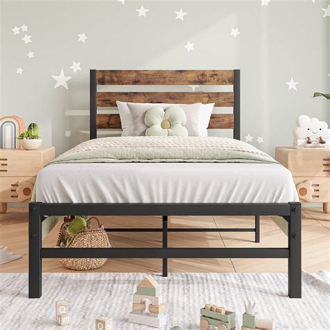Uhomepro Twin Platform Bed Frame With Headboard Metal Twin Size Bed