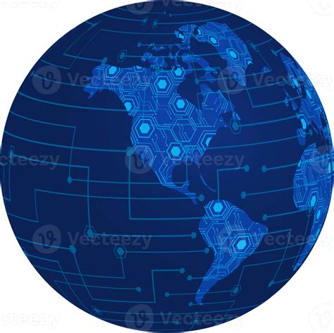 Free Modern Technology World Map Globe Crop Out 19804378 Png With