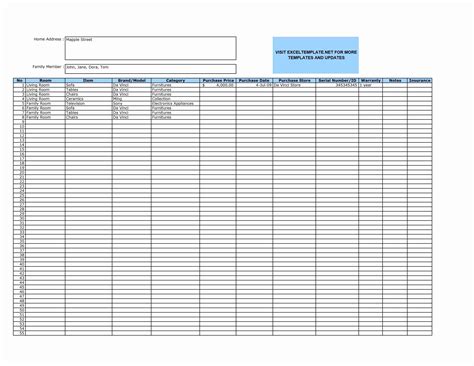 Inventory Household Items Excel Spreadsheet Db Excel Com