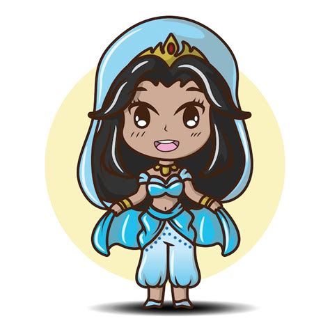 Cute Girl In Arabian Princess Costume Fairy Tale Cartoon Concept