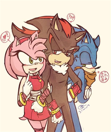 Sonic Shadow And Amy Rose The Hedgehog