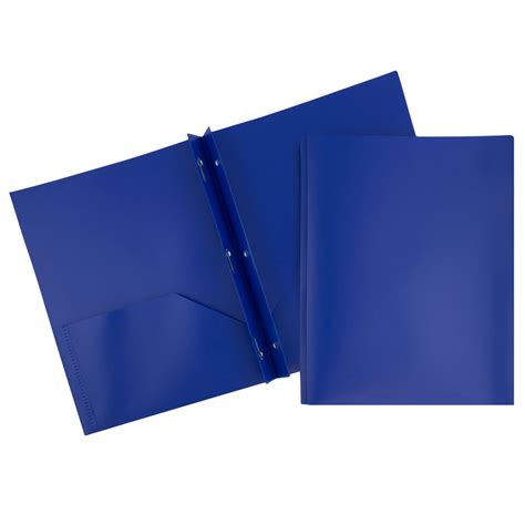 Jam Plastic 2 Pocket School Pop Folders With Metal Prongs Fastener