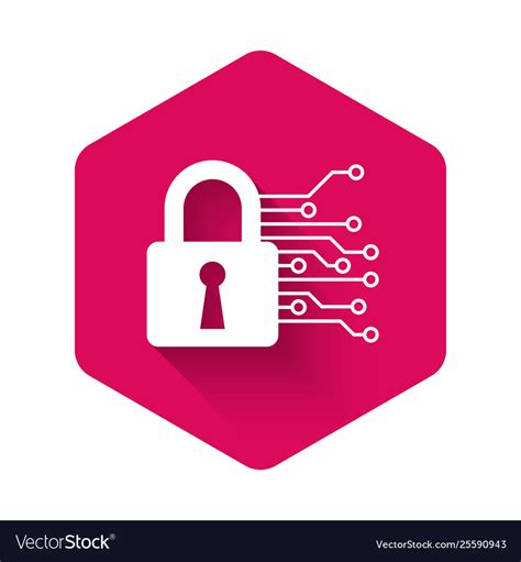 White Cyber Security Icon Isolated With Long Vector Image