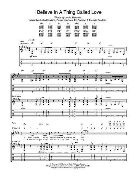 I Believe In A Thing Called Love Guitar Tab By The Darkness Guitar Tab