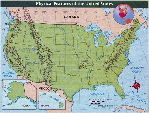 Detailed Physical Features Map Of The United States