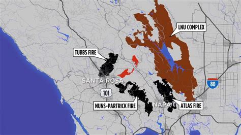 Map Shows Glass Shady Fires Burning In North Bay Area Untouched By