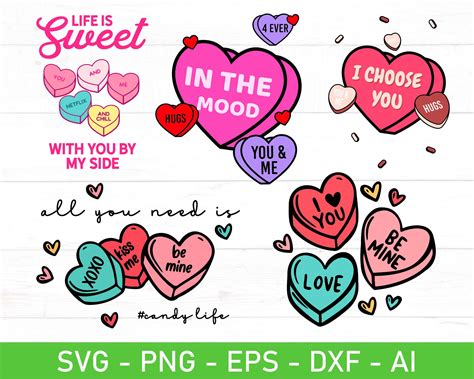 Conversation Hearts Svg Candy Hearts Svg Eps Dxf Ai Png Etsy Uk