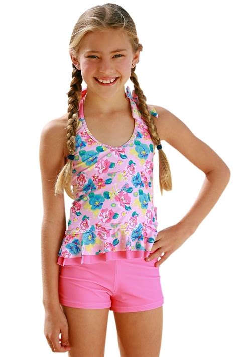 Girls Frill Tankini Set Boyleg Shorts