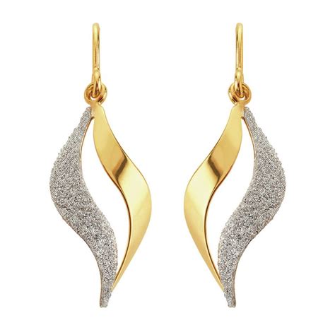 Buy Revere 9ct Gold Plated Silver Glitter Flame Drop Earrings Womens