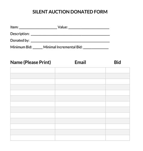 40 Free Silent Auction Bid Sheet Templates Word Excel