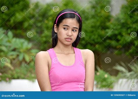 An An Unhappy Cute Filipina Girl Stock Image Image Of Unhappy Beautiful 159690507