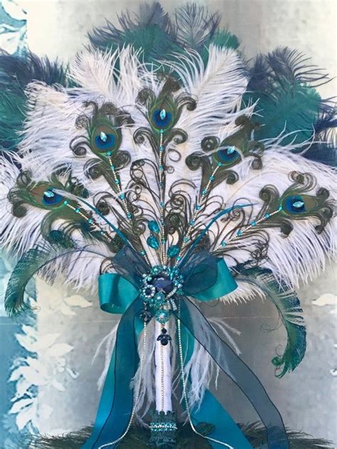 Extravagant Ostrich And Peacock Feather Fan Bouquet In Your Etsy