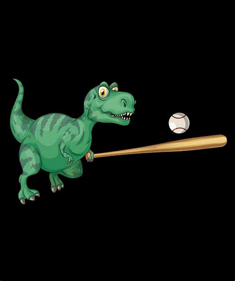 Dinosaur Playing Baseball Funny Good Dinosaur Painting By Kirsten