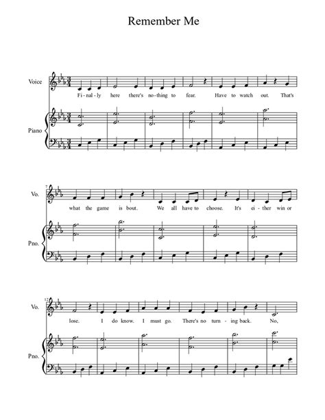 Remember Me Sheet Music For Piano Voice Other Piano Voice