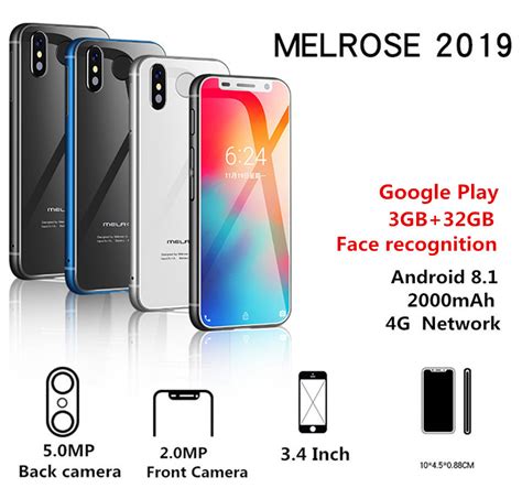 Melrose 2019 4g Lte Smartphone 34inch Super Mini Telefone 1gb 8gb
