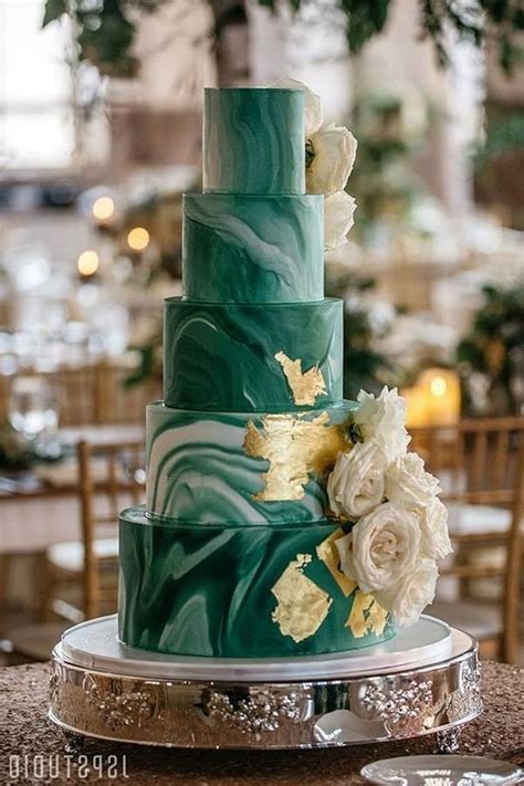 Emerald And Gold Marble Wedding Cake Wedding Cake Emerald Green