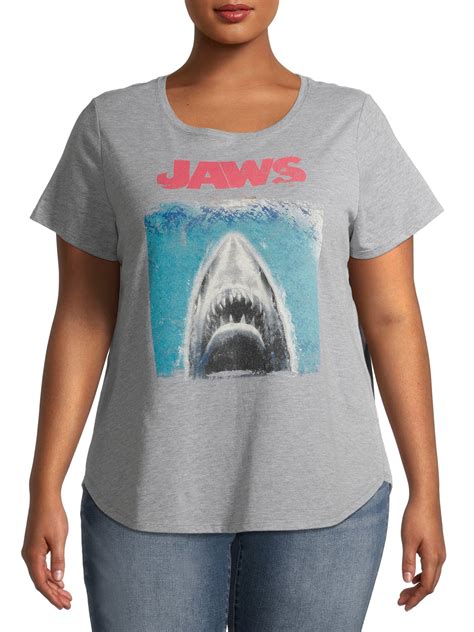 Jaws Womens Plus Size Graphic Short Sleeve T Shirt