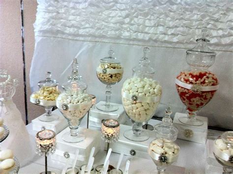 Whitebling And A Touch Of Coral Wedding Party Ideas Candy Buffet