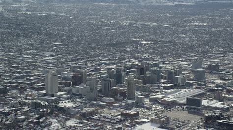 55k Stock Footage Aerial Video Of Downtown Salt Lake City With Winter