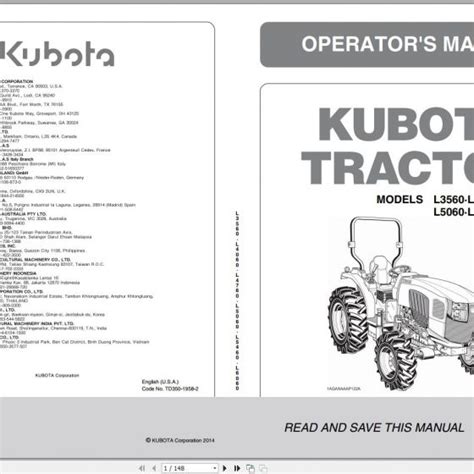 Kubota Tractor M5091 M5111 1mhjd00001a01 Operator Manual 3b693 9971 1