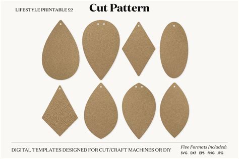 Earrings SVG Template, Silhouette Cut Files, Cricut (561617) | Cut