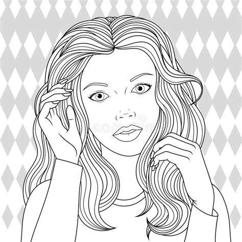 Beautiful Girl Coloring Pages Stock Vector Illustration Of Girl Hair