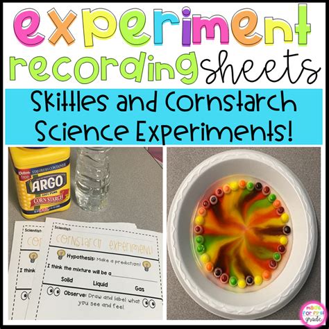 Experiment Recording Sheets Skittles And Cornstarch Science