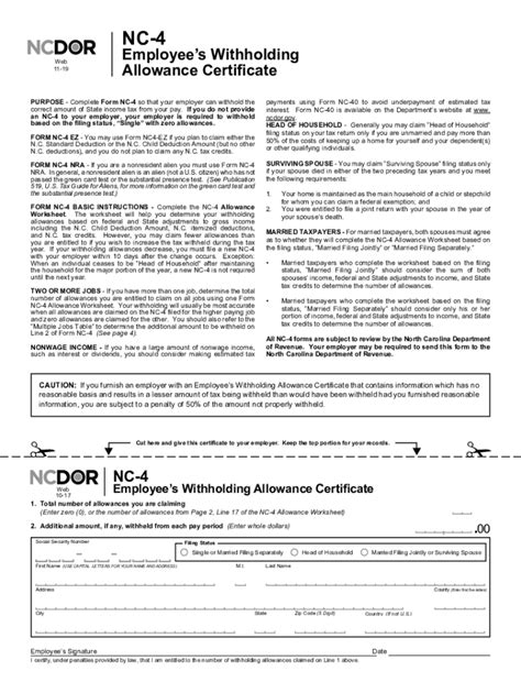 Nc Dor Nc 4 2019 2022 Fill Out Tax Template Online Us Legal Forms