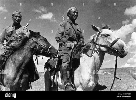 Mongolian Cavalry During The Military Action At Khalkhin Gol Stock